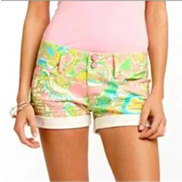 Lilly Pulitzer Chin Chin Clifton Shorts Denim Cotton Size 2 Vacation Beach Prep - Picture 7 of 11